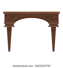 Wooden table standing on two legs, isolated on white background