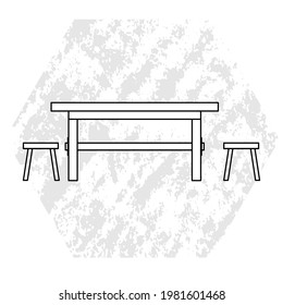 ilustración vectorial de taburetes y mesas de madera