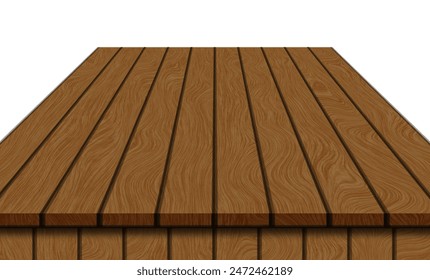 Wooden table top surface isolated over white background. Solid wood furniture close view vector illustration