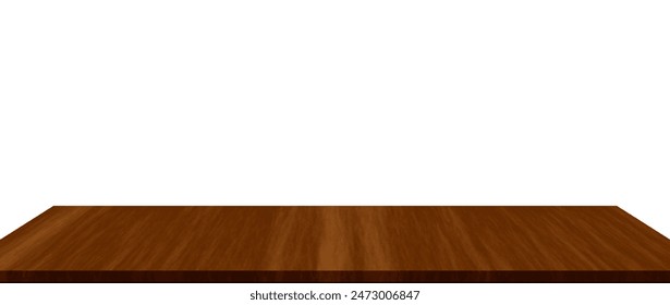 Wooden table top surface isolated over white background. Solid wood furniture close view vector illustration