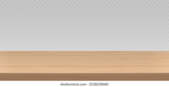 Holztisch oben, Vektorgrafik. Esstisch aus Holz, realistische Plankentextur. Leere Schreibtischplatte