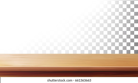 Wooden Table Top Vector. Isolated On Transparent Background