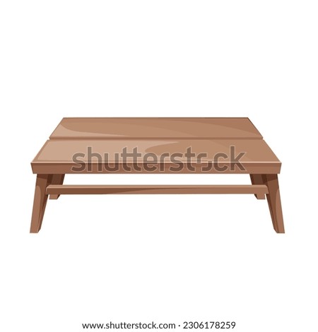 Wooden table vector illustration. Cartoon isolated empty wood furniture of retro home room interior or restaurant in Japan, Japanese hot spring onsen and bathhouse, tea ceremony table with board