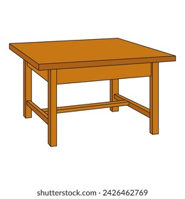 wooden table vector illustration,isolated on white background,top view