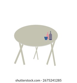 Wooden table with wine bottles. Vector illustration 