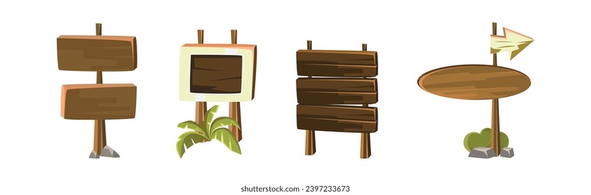 Wooden Tablets and Textured Panels, and Signboard Vector Set