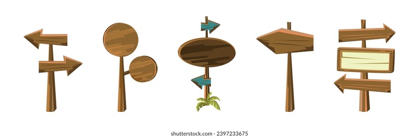 Wooden Tablets and Textured Panels, and Signboard Vector Set