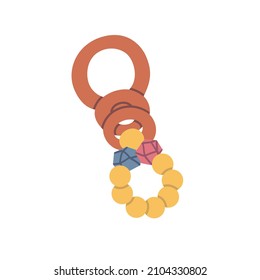 Wooden teether rattles. Vector hand drawn illustration.