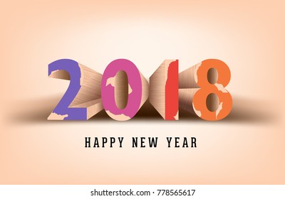 wooden text "2018" Vector EPS