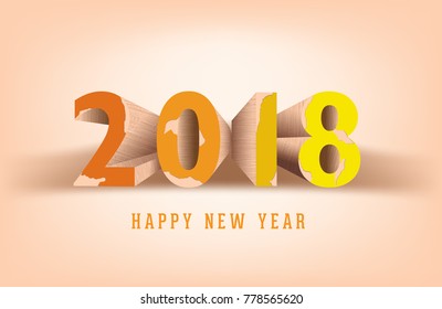 wooden text "2018" Vector EPS