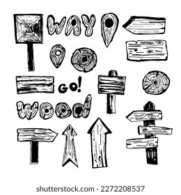 textura de madera Flechas que indican una dirección Doodl