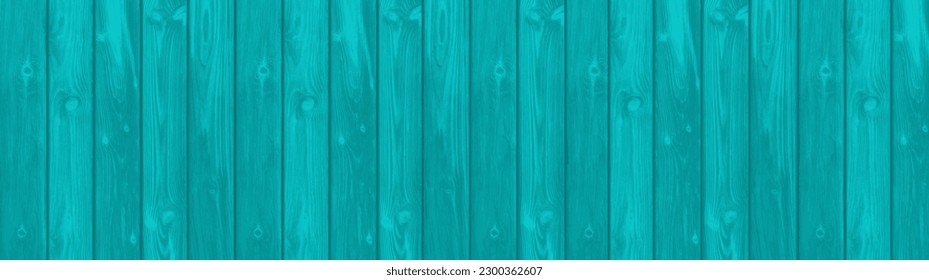 Wooden texture background, pattern of floor, wall panels or fence. Surface of turquoise wood planks for table, door or house siding, vector realistic illustration