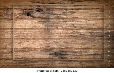 wooden texture background with realistic rectangle frame board