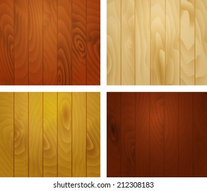 Wooden texture background of the vertical planks, set of textured squares