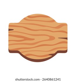 Wooden Texture Circular Cutting Board Illustration on White Background for Kitchen and Culinary Design