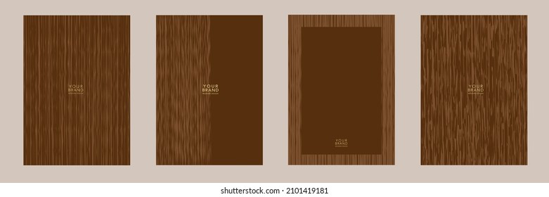 Wooden texture design set. Natural eco collection vector background with brown wood pattern for eco catalog, cover template, menu, parquet catalogue