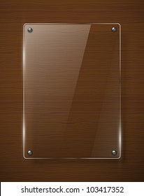 Wooden texture with glass framework. Vector illustration