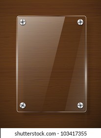 Wooden texture with glass framework. Vector illustration