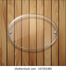 Wooden texture with glass framework. Vector illustration