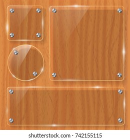 Wooden texture with glass framework. Vector illustration