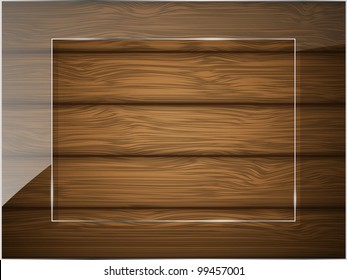 Wooden texture with glass. Vector illustration.
