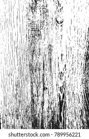 Wooden texture. Grunge vector background. Distressed overlay. Black and white abstract surface.