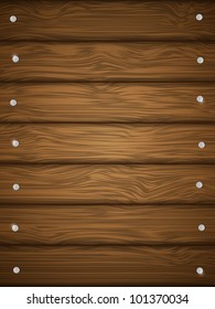 Wooden texture with nails. Vector illustration.