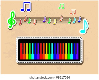 Wooden texture with rainbow piano 2. Vector illustration EPS8.