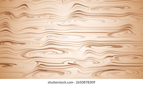 Wooden texture with smooth wavy lines and light brown shades. Imitates natural wood grain with the effect of soft veins and curls.