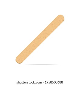 Wooden texture stick realistic style on isolated white background. Eco friendly food accesories. Medical tongue depressors. Vector 10 eps