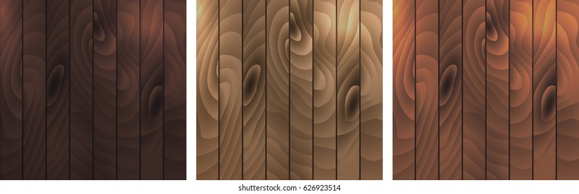 Wooden texture of three different tones. Vector illustration background