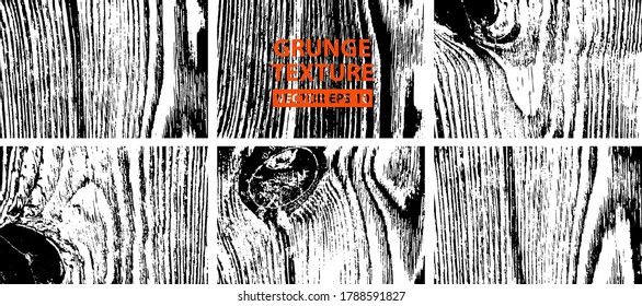 Wooden texture. Tree wood material.Grunge texture. Grunge black and white vector overlay. Grungy grainy surface.