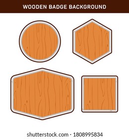 wooden textured blank badge shield emblem template background set vector
