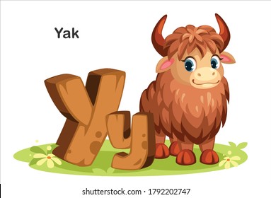 Wooden Textured Bold Font Alphabet Y, Y For Yak
