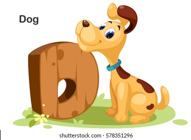 Wooden Textured Bold Font Alphabet D, D For Dog
