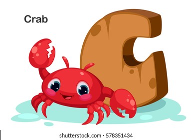 Wooden textured bold font alphabet C, C for Crab