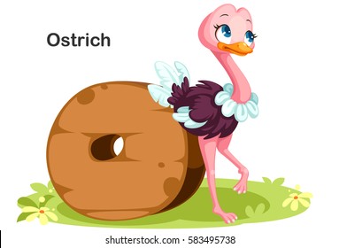 Wooden Textured Bold Font Alphabet O, O For Ostrich