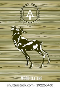 wooden textured  deer. Vector.