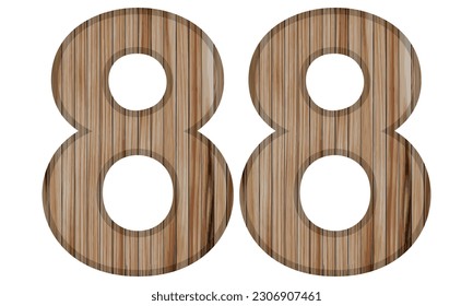 Ilustración Con Textura De Madera Número Ochenta Y Ocho Vectores. El Número 88 De Madera Aislada En Un Fondo Blanco