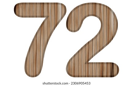 Wooden Textured Number Seventy Two Vector Illustration. Wooden Number 72 Isolated On A White Background