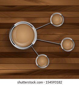 wooden textured vector template with web buttons. Eps10