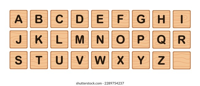 Wooden tiles alphabet for kids game and school language education.