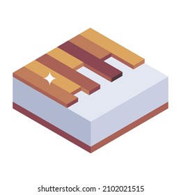 Baldosas de madera en icono isométrico, icono modificable 

