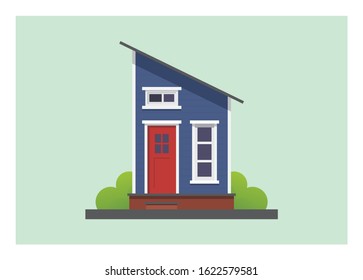 Wooden tiny house building. Simple illustration.