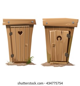 Wooden toilet. Vector.