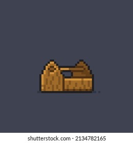 wooden tool box in pixel style