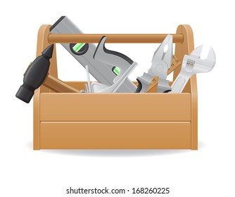 wooden tool box vector illustration isolated on white background