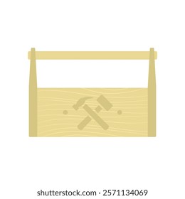 Wooden toolbox with handle icon. Colored silhouette. Front side view. Vector simple flat graphic illustration. Isolated object on white background. Isolate.