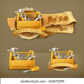 Wooden Toolbox Vector Icon