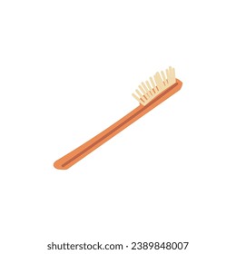 Wooden toothbrush flat style, vector illustration isolated on white background. Decorative design element, zero waste lifestyle, eco friendly and recycling